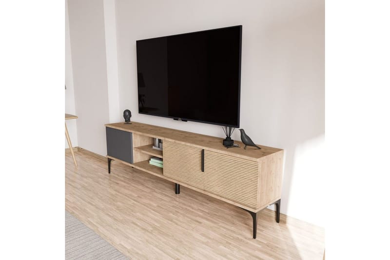 TV-bänk Kunar Antracit / Ek - Antracit / Ek - Möbler - Tv möbel & mediamöbel - TV bänk & mediabänk