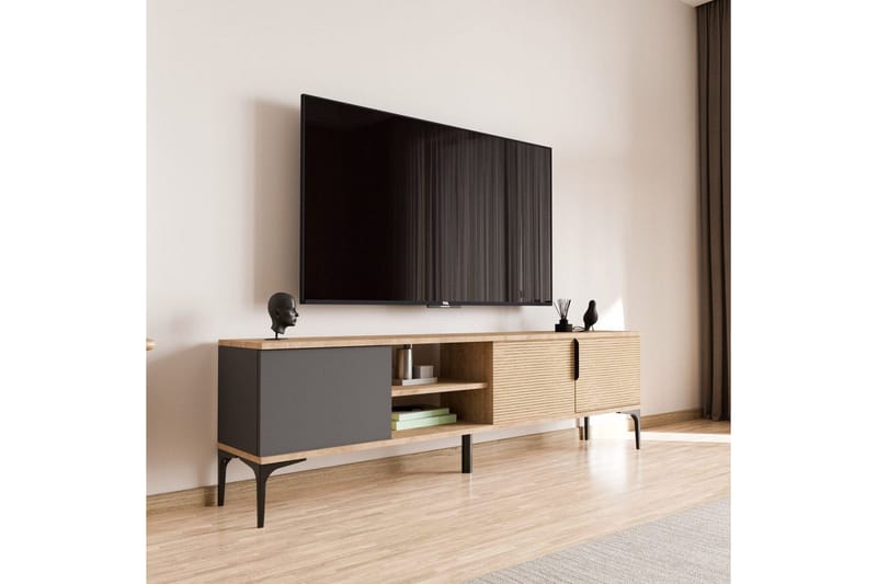 TV-bänk Kunar Antracit / Ek - Antracit / Ek - Möbler - Tv möbel & mediamöbel - TV bänk & mediabänk