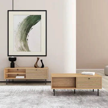 TV-bänk Line melamin 120x40x50 cm - ekbark - Möbler - Tv möbel & mediamöbel - TV bänk & mediabänk