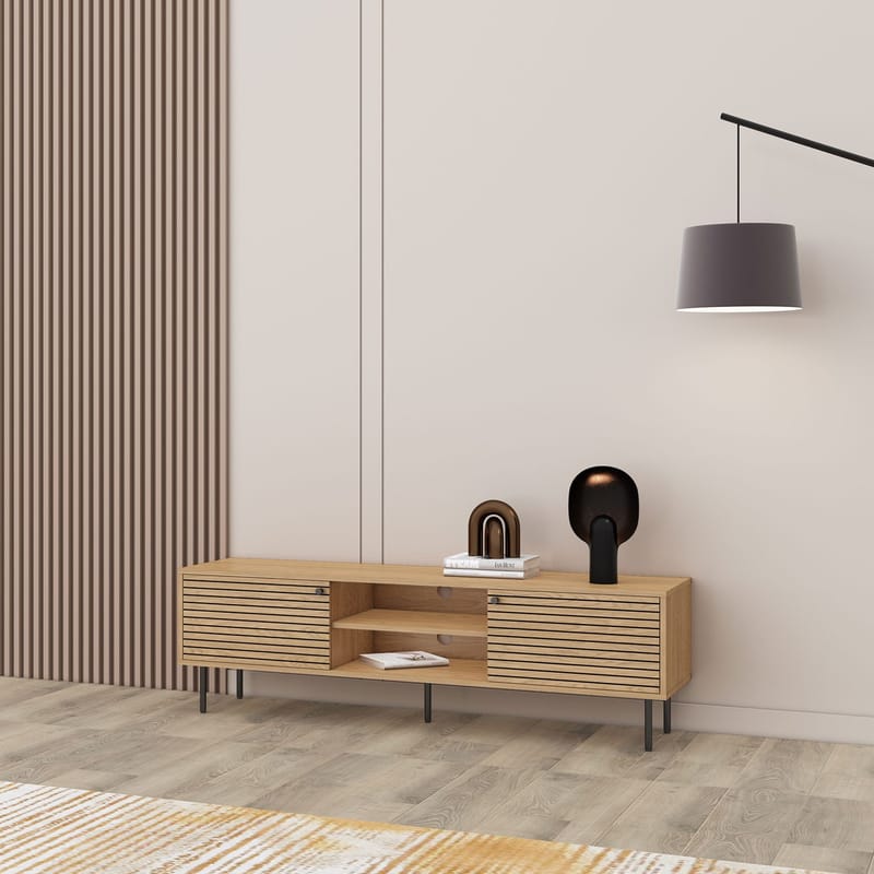 TV-bänk Line melamin 150x40x50 cm - ekbark - Möbler - Tv möbel & mediamöbel - TV bänk & mediabänk