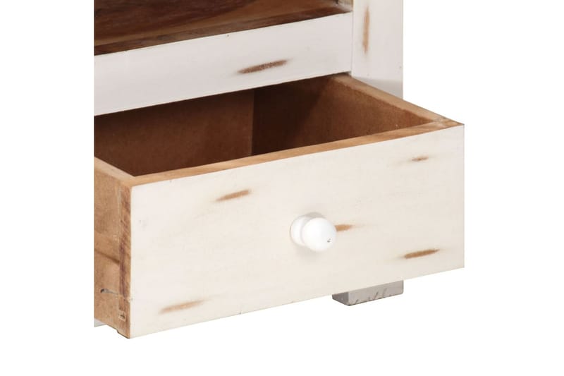 Tv-bänk massivt akaciaträ 110x30x40 cm vit - Vit - Möbler - Tv möbel & mediamöbel - TV bänk & mediabänk