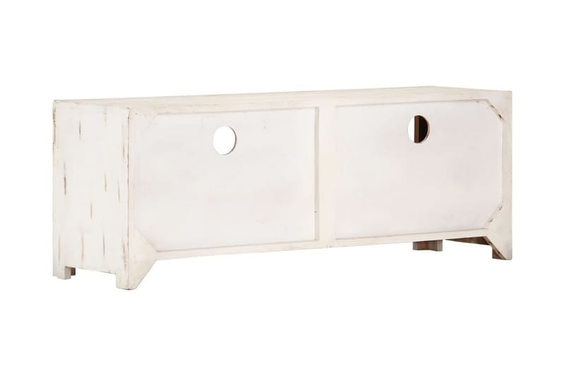 Tv-bänk massivt akaciaträ 110x30x40 cm vit - Vit - Möbler - Tv möbel & mediamöbel - TV bänk & mediabänk