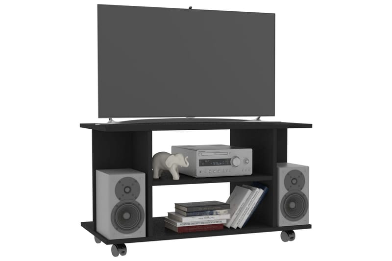 TV-bänk med hjul svart 80x40x40 cm spånskiva - Svart - Möbler - Tv möbel & mediamöbel - TV bänk & mediabänk