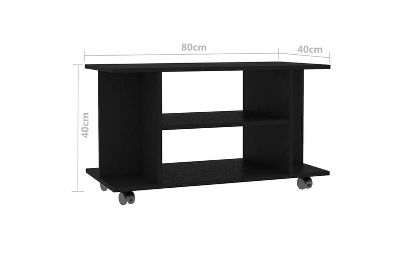 TV-bänk med hjul svart 80x40x40 cm spånskiva - Svart - Möbler - Tv möbel & mediamöbel - TV bänk & mediabänk