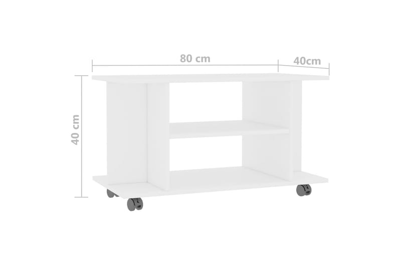 TV-bänk med hjul vit 80x40x40 cm spånskiva - Vit - Möbler - Tv möbel & mediamöbel - TV bänk & mediabänk
