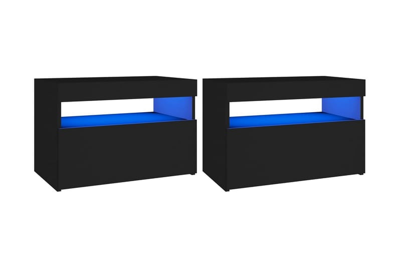 TV-bänk med LED-belysning 2 delar svart 60x35x40 cm - Svart - Möbler - Tv möbel & mediamöbel - TV bänk & mediabänk