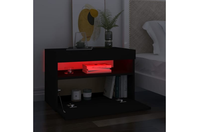 TV-bänk med LED-belysning 2 delar svart 60x35x40 cm - Svart - Möbler - Tv möbel & mediamöbel - TV bänk & mediabänk
