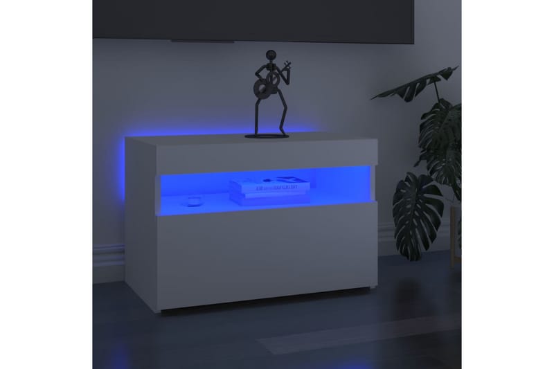 TV-bänk med LED-belysning 2 delar vit 60x35x40 cm - Vit - Möbler - Tv möbel & mediamöbel - TV bänk & mediabänk