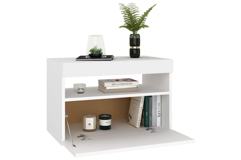 TV-bänk med LED-belysning 2 delar vit 60x35x40 cm - Vit - Möbler - Tv möbel & mediamöbel - TV bänk & mediabänk