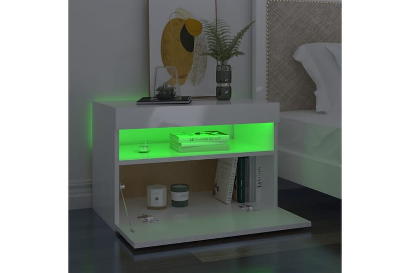 TV-bänk med LED-belysning 2 st vit högglans 60x35x40 cm - Vit - Möbler - Tv möbel & mediamöbel - TV bänk & mediabänk