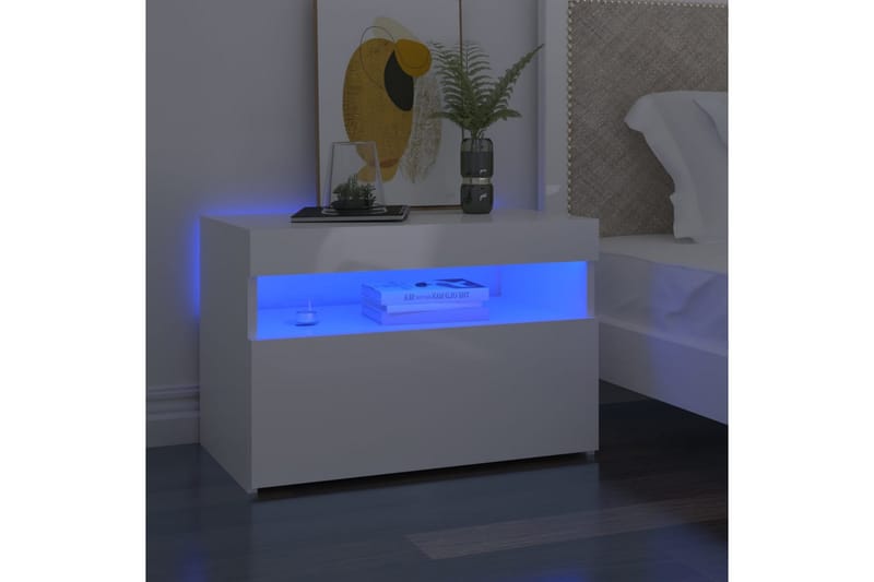 TV-bänk med LED-belysning 2 st vit högglans 60x35x40 cm - Vit - Möbler - Tv möbel & mediamöbel - TV bänk & mediabänk