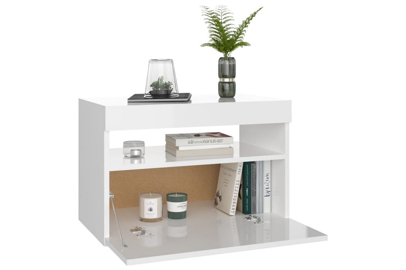 TV-bänk med LED-belysning 2 st vit högglans 60x35x40 cm - Vit - Möbler - Tv möbel & mediamöbel - TV bänk & mediabänk