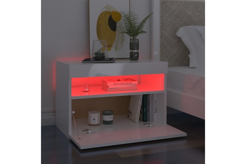 TV-bänk med LED-belysning 2 st vit högglans 60x35x40 cm - Vit - Möbler - Tv möbel & mediamöbel - TV bänk & mediabänk