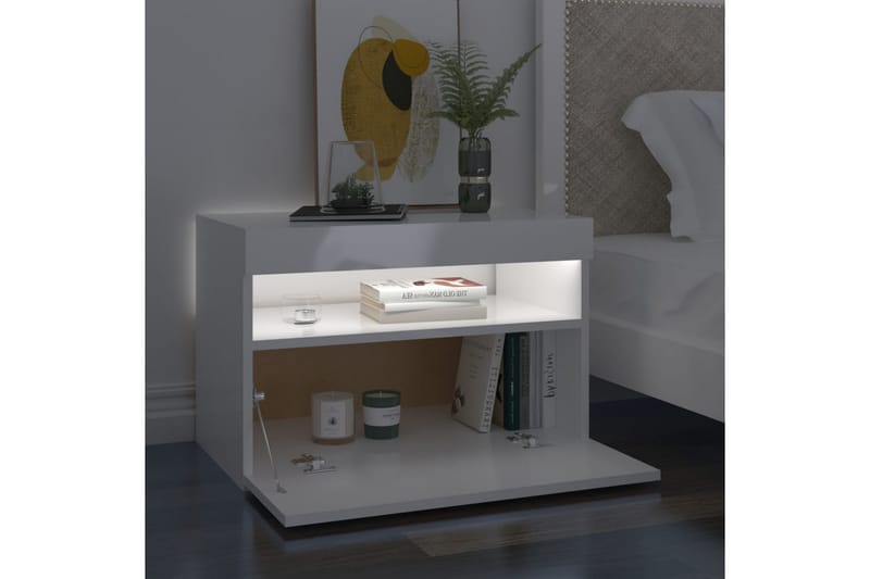 TV-bänk med LED-belysning 2 st vit högglans 60x35x40 cm - Vit - Möbler - Tv möbel & mediamöbel - TV bänk & mediabänk