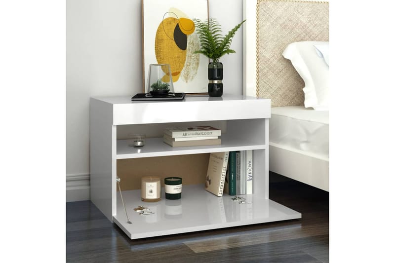 TV-bänk med LED-belysning 2 st vit högglans 60x35x40 cm - Vit - Möbler - Tv möbel & mediamöbel - TV bänk & mediabänk