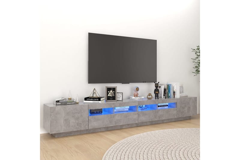 TV-bänk med LED-belysning betonggrå 260x35x40 cm - Grå - TV bänk & mediabänk