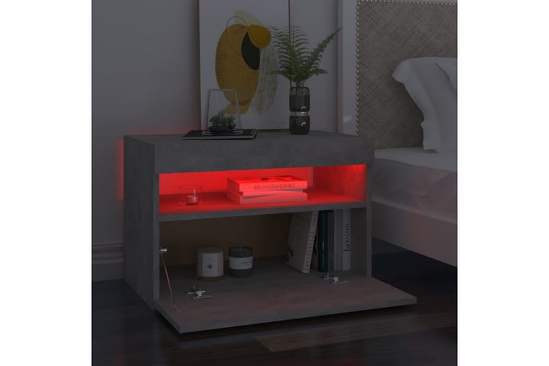TV-bänk med LED-belysning betonggrå 60x35x40 cm - Grå - TV bänk & mediabänk