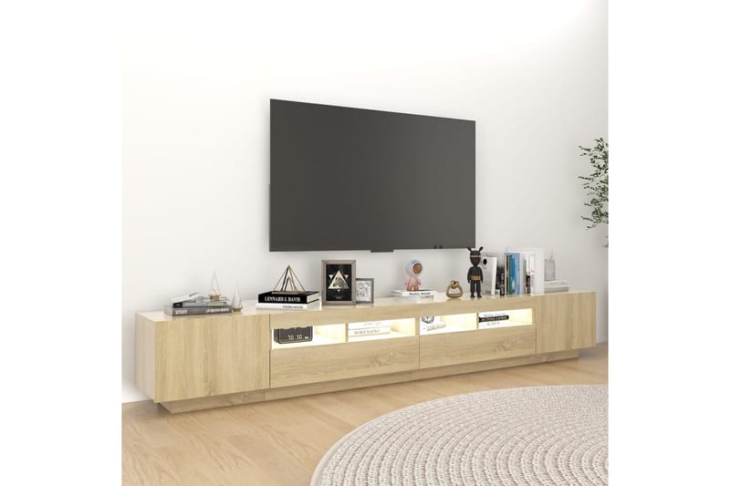TV-bänk med LED-belysning sonoma-ek 260x35x40 cm - Brun - TV bänk & mediabänk
