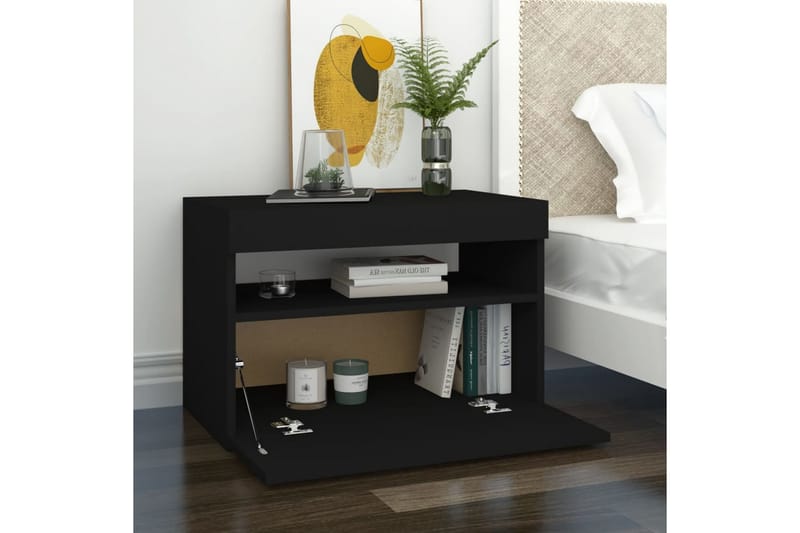 TV-bänk med LED-belysning svart 60x35x40 cm - Svart - Möbler - Tv möbel & mediamöbel - TV bänk & mediabänk