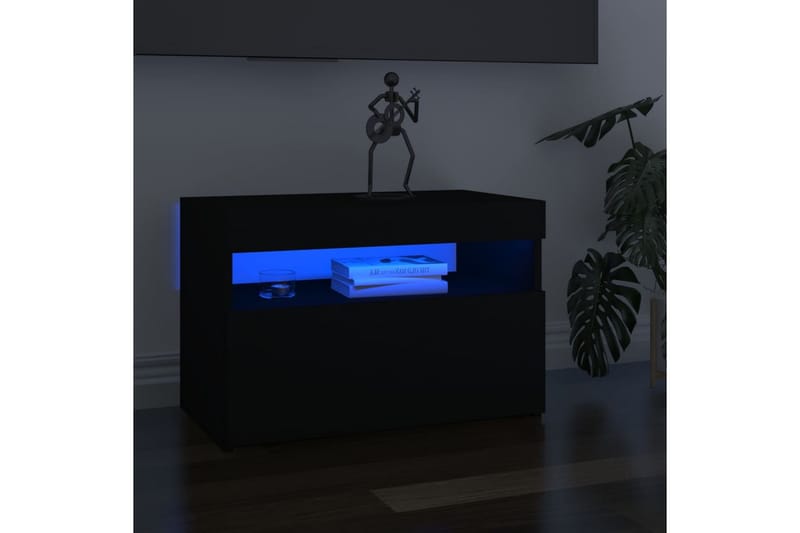TV-bänk med LED-belysning svart 60x35x40 cm - Svart - Möbler - Tv möbel & mediamöbel - TV bänk & mediabänk