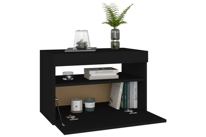 TV-bänk med LED-belysning svart 60x35x40 cm - Svart - Möbler - Tv möbel & mediamöbel - TV bänk & mediabänk