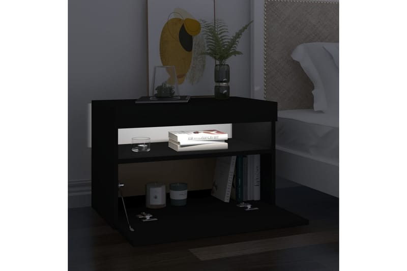 TV-bänk med LED-belysning svart 60x35x40 cm - Svart - Möbler - Tv möbel & mediamöbel - TV bänk & mediabänk