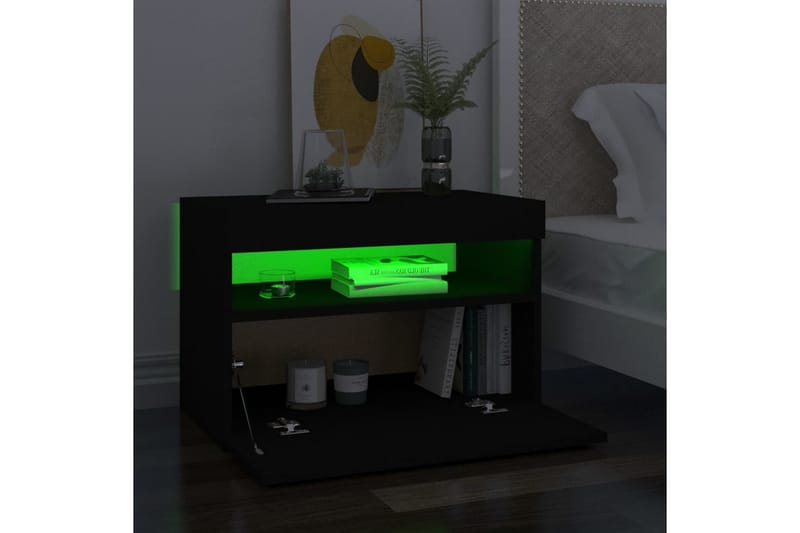 TV-bänk med LED-belysning svart 60x35x40 cm - Svart - Möbler - Tv möbel & mediamöbel - TV bänk & mediabänk