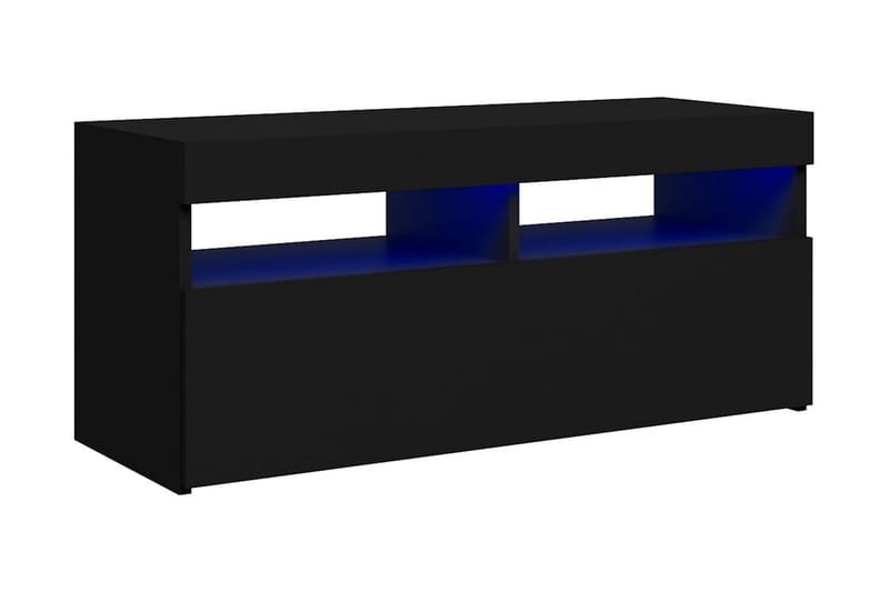 TV-bänk med LED-belysning svart 90x35x40 cm - Svart - TV bänk & mediabänk