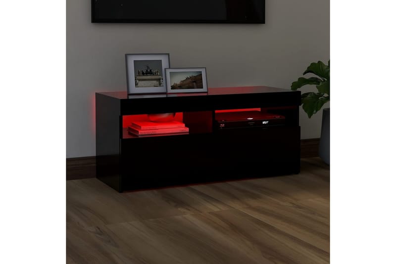 TV-bänk med LED-belysning svart 90x35x40 cm - Svart - Möbler - Tv möbel & mediamöbel - TV bänk & mediabänk