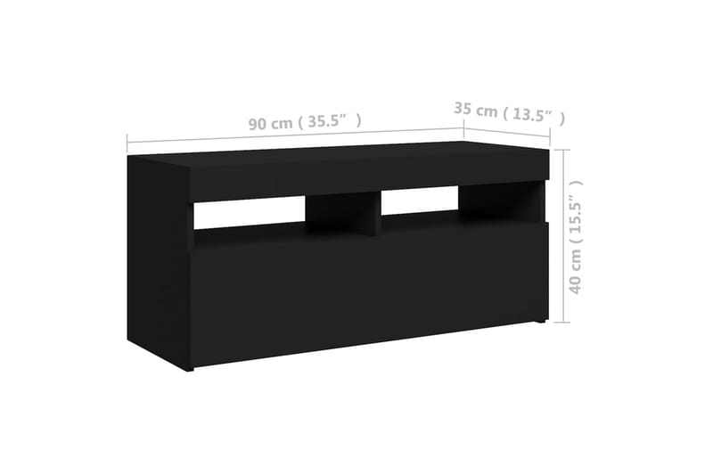 TV-bänk med LED-belysning svart 90x35x40 cm - Svart - Möbler - Tv möbel & mediamöbel - TV bänk & mediabänk