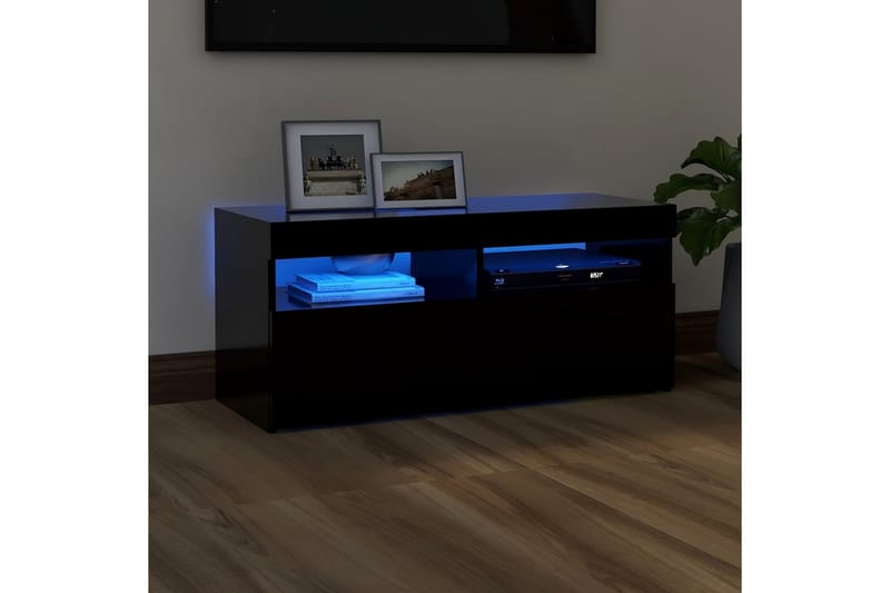 TV-bänk med LED-belysning svart 90x35x40 cm - Svart - Möbler - Tv möbel & mediamöbel - TV bänk & mediabänk