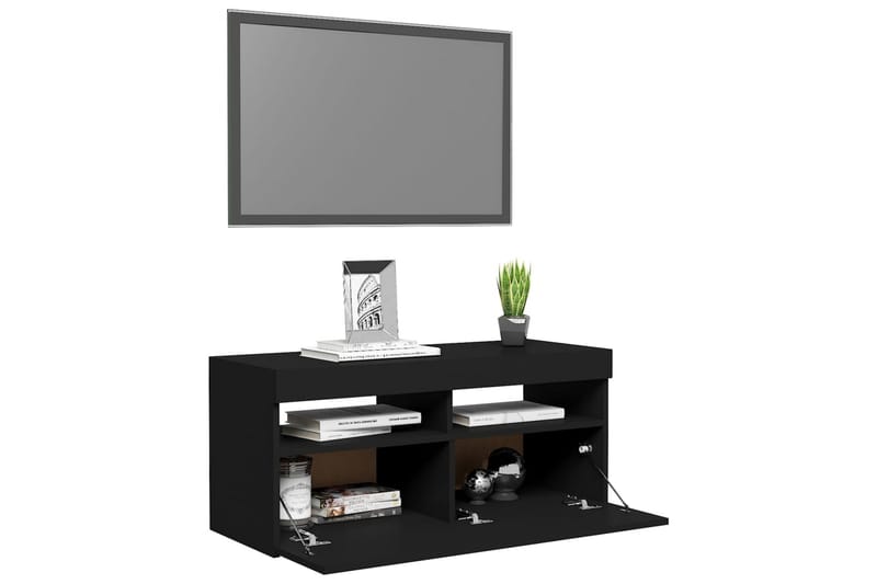 TV-bänk med LED-belysning svart 90x35x40 cm - Svart - Möbler - Tv möbel & mediamöbel - TV bänk & mediabänk