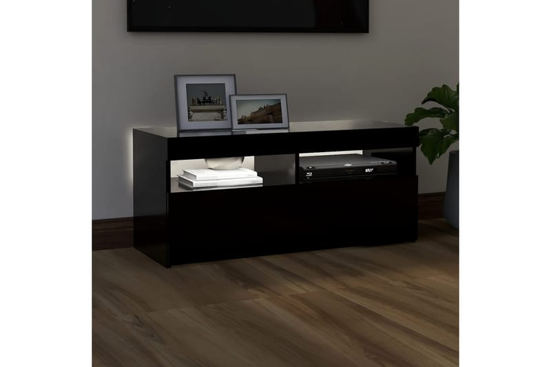 TV-bänk med LED-belysning svart 90x35x40 cm - Svart - Möbler - Tv möbel & mediamöbel - TV bänk & mediabänk