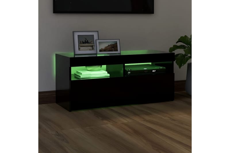 TV-bänk med LED-belysning svart 90x35x40 cm - Svart - Möbler - Tv möbel & mediamöbel - TV bänk & mediabänk