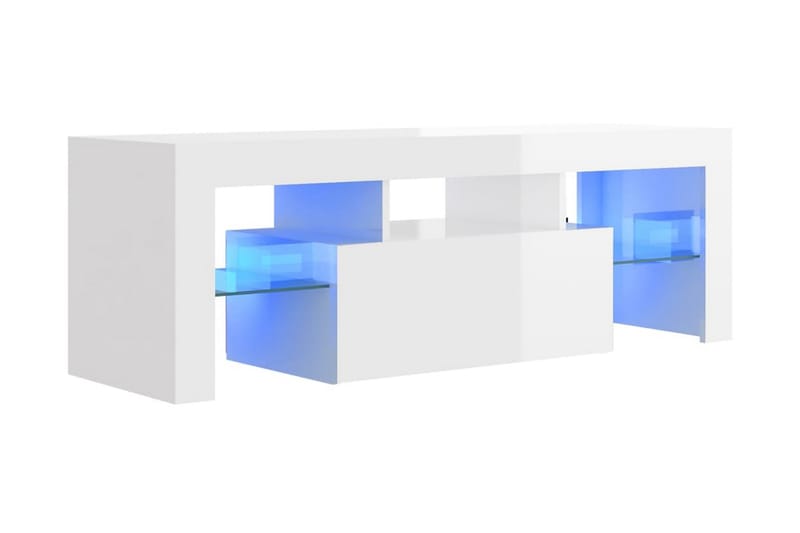 TV-bänk med LED-belysning vit högglans 120x35x40 cm - Vit - Möbler - Tv möbel & mediamöbel - TV bänk & mediabänk