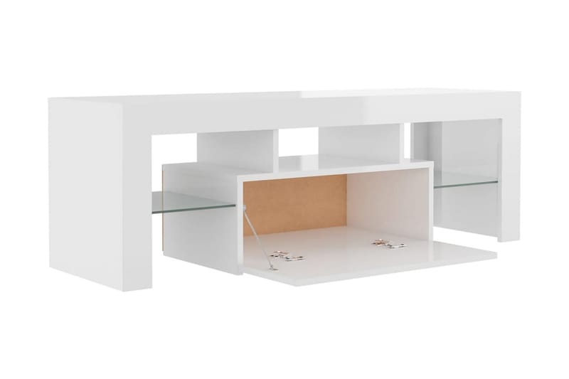 TV-bänk med LED-belysning vit högglans 120x35x40 cm - Vit - Möbler - Tv möbel & mediamöbel - TV bänk & mediabänk