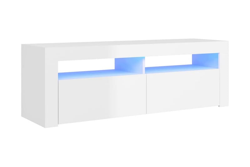 TV-bänk med LED-belysning vit högglans 120x35x40 cm - Vit - Möbler - Tv möbel & mediamöbel - TV bänk & mediabänk
