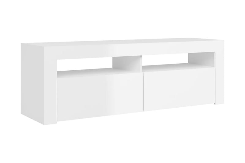 TV-bänk med LED-belysning vit högglans 120x35x40 cm - Vit - Möbler - Tv möbel & mediamöbel - TV bänk & mediabänk