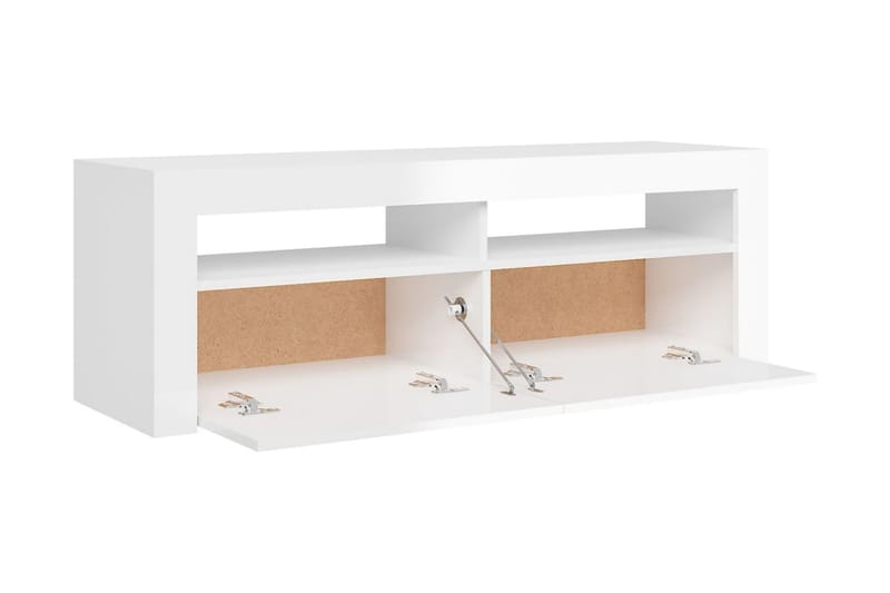 TV-bänk med LED-belysning vit högglans 120x35x40 cm - Vit - Möbler - Tv möbel & mediamöbel - TV bänk & mediabänk