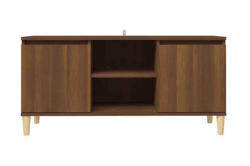 TV-bänk med massiva träben brun ek 103,5x35x50 cm - Brun - Möbler - Tv möbel & mediamöbel - TV bänk & mediabänk