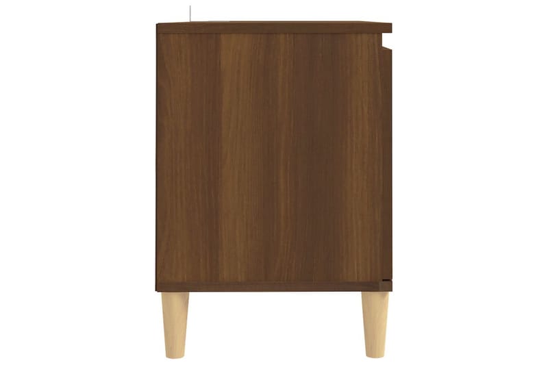 TV-bänk med massiva träben brun ek 103,5x35x50 cm - Brun - Möbler - Tv möbel & mediamöbel - TV bänk & mediabänk