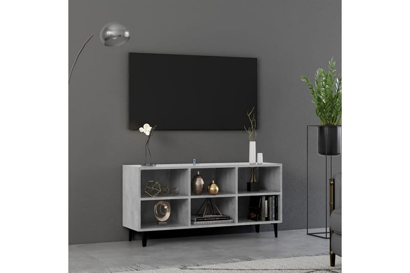 TV-bänk med metallben betonggrå 103,5x30x50 cm - Grå - Möbler - Tv möbel & mediamöbel - TV bänk & mediabänk
