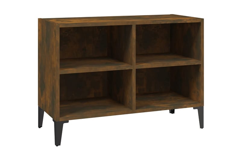 TV-bänk med metallben rökfärgad ek 69,5x30x50 cm - Brun - Möbler - Tv möbel & mediamöbel - TV bänk & mediabänk