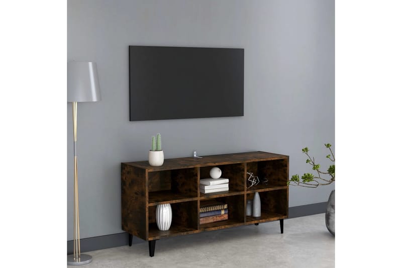 TV-bänk med metallben sonoma-ek 103,5x30x50 cm - Brun - TV bänk & mediabänk