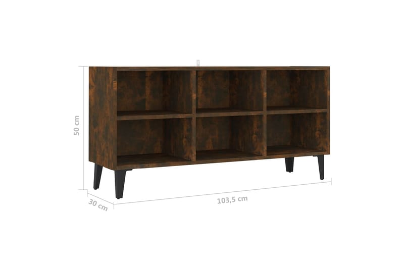 TV-bänk med metallben sonoma-ek 103,5x30x50 cm - Brun - Möbler - Tv möbel & mediamöbel - TV bänk & mediabänk
