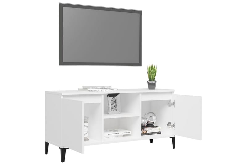 TV-bänk med metallben vit 103,5x35x50 cm - Vit - TV bänk & mediabänk