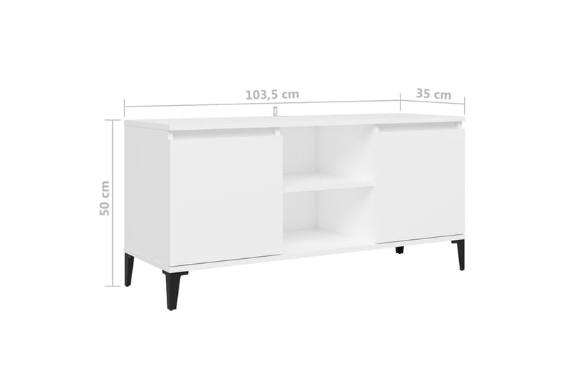 TV-bänk med metallben vit 103,5x35x50 cm - Vit - TV bänk & mediabänk