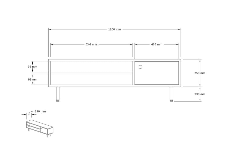 Aegonfort Tv-bänk 120 cm - Antracit - TV bänk & mediabänk