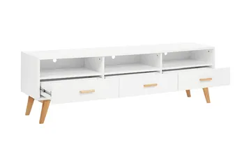 Alfambra Lång Golvstående Tv Bänk 180 cm med Förvaring i Ek - Vit - Möbler - Tv möbel & mediamöbel - TV bänk & mediabänk