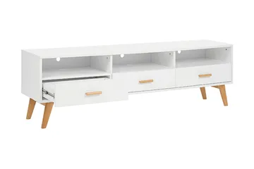 Alfambra Lång Golvstående Tv Bänk 180 cm med Förvaring i Ek - Vit - Möbler - Tv möbel & mediamöbel - TV bänk & mediabänk